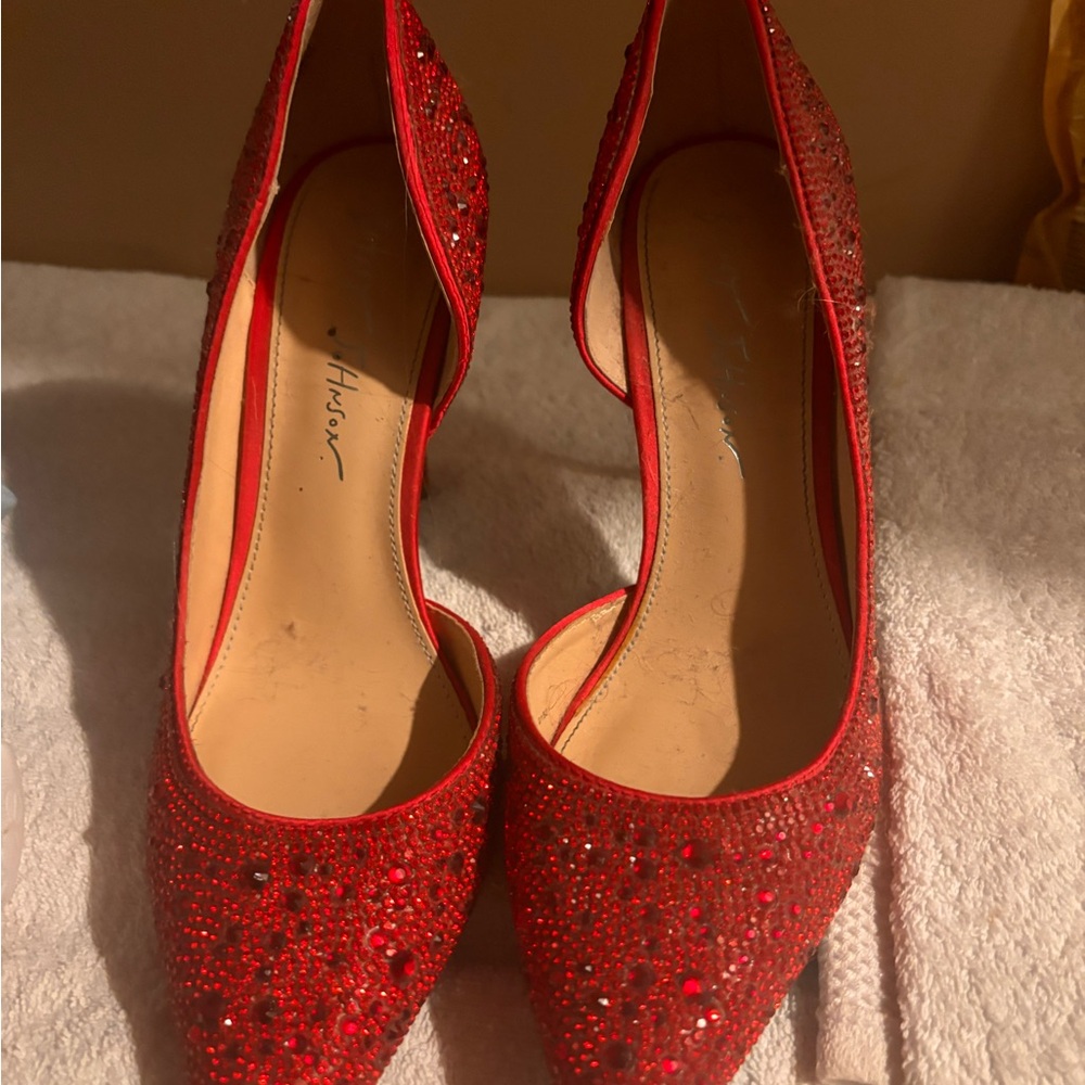 Red Rhinestone Women's Heels